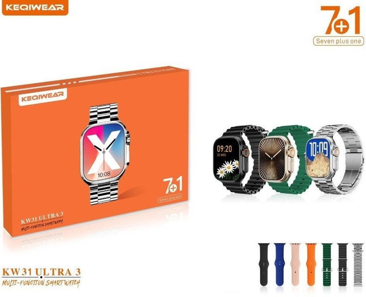 ساعت هوشمند KEQIWEAR مدل KW31 Ultra3 به همراه ۷ بند